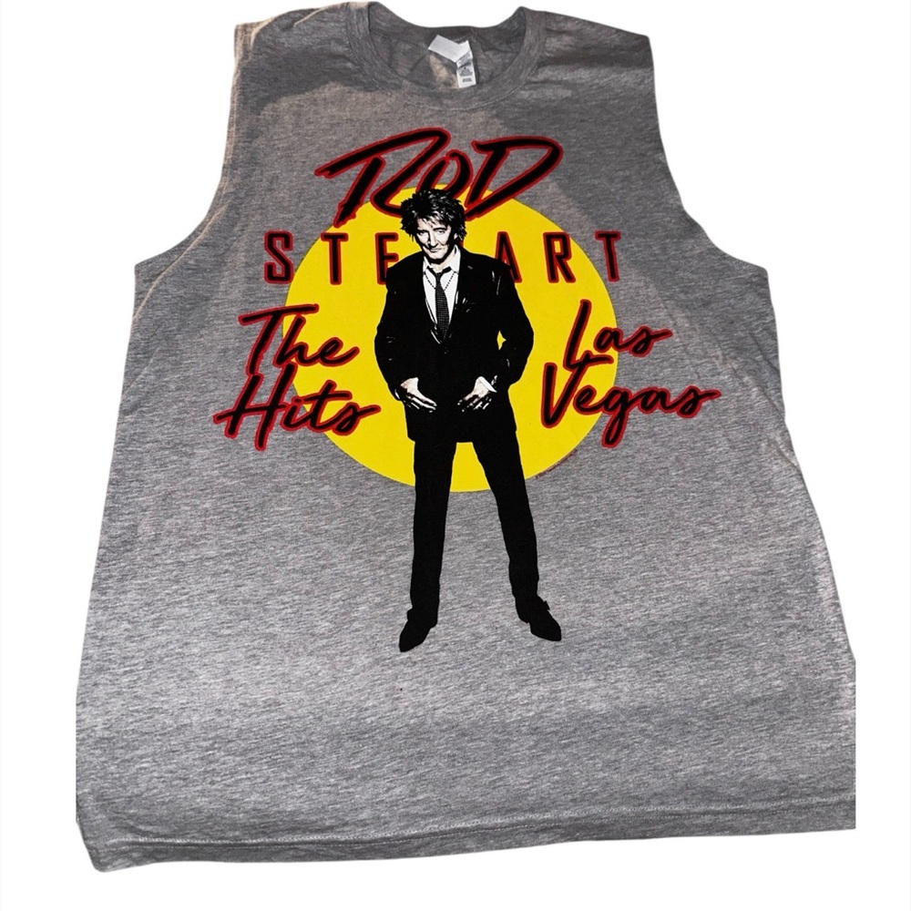 Rod Stewart Las Vegas Graphic Men's Gray Tank Top (Never Worn) - MEDIUM